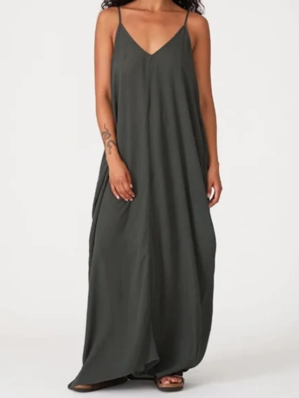 Lovestitch khaki green gauzy spaghetti strap maxi dress 1X / 2X New with tags